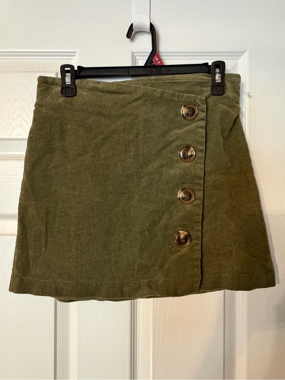 Altar'd State Olive Green Corduroy Button Front Mini Skirt Sz L Cute For Fall!